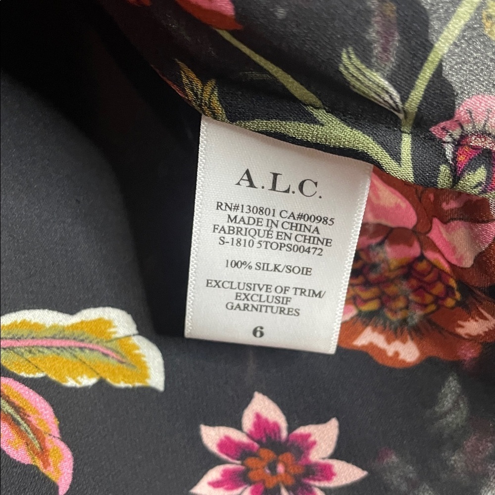 A.L.C. | Women’s 100% Silk Royal Floral Top Tassel Details Size 6 - Picture 6 of 8